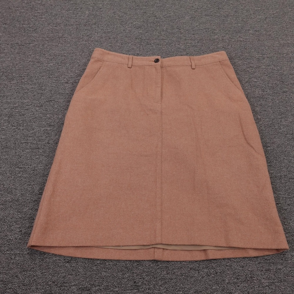 L.L.Bean Skirt Womens 8 Brown Twill Classic Fit Straight Knee Length Lined